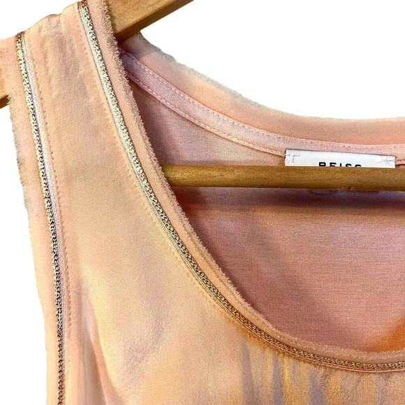 REISS Sleeveless Silk Top Blouse Light Pink with Gold Lurex Trim Size Small - Picture 4 of 8